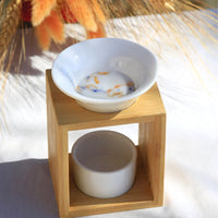 bruleur à fondant galet parfumé en bois et céramique décoration