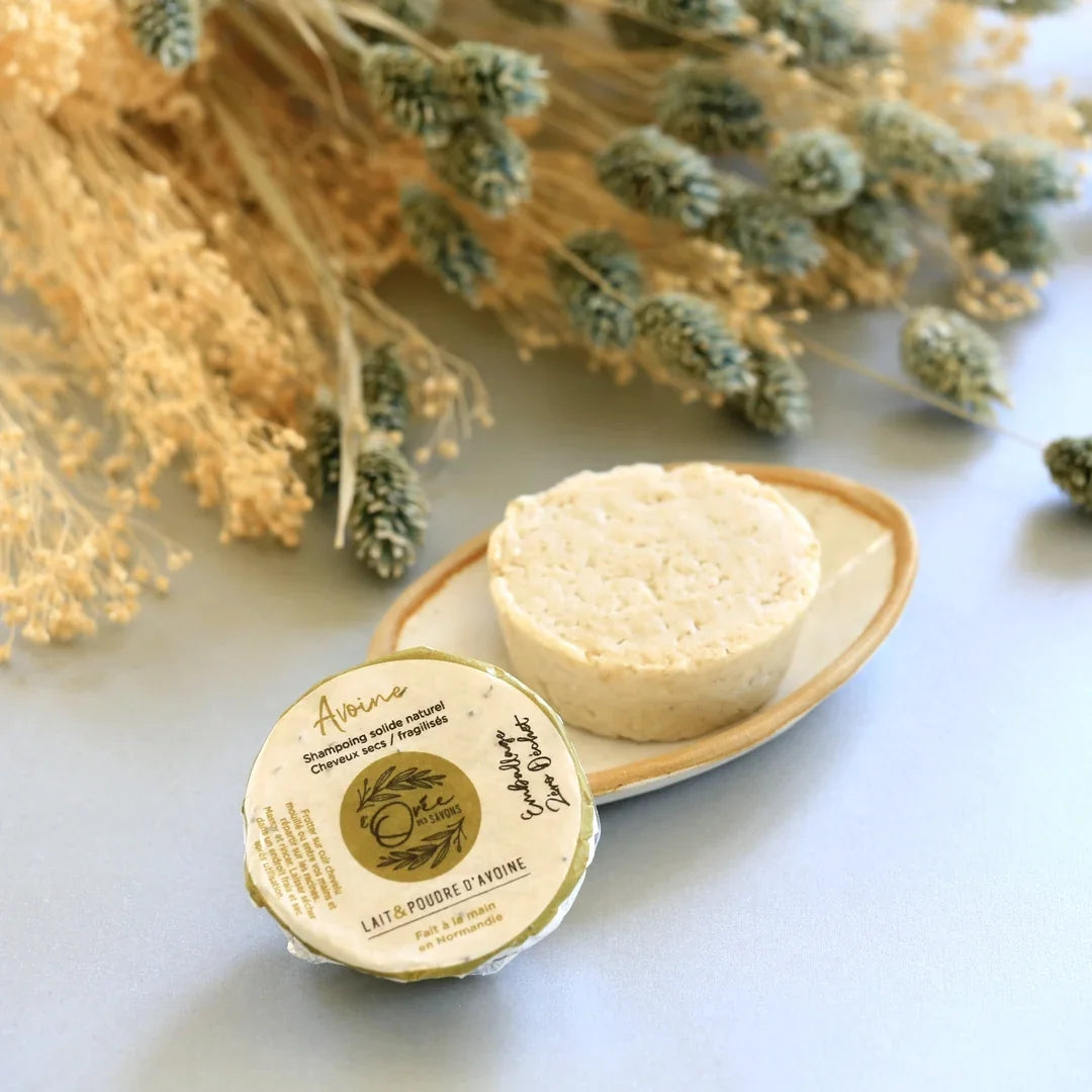 shampoing solide naturel à l'avoine pour cheveux cassants