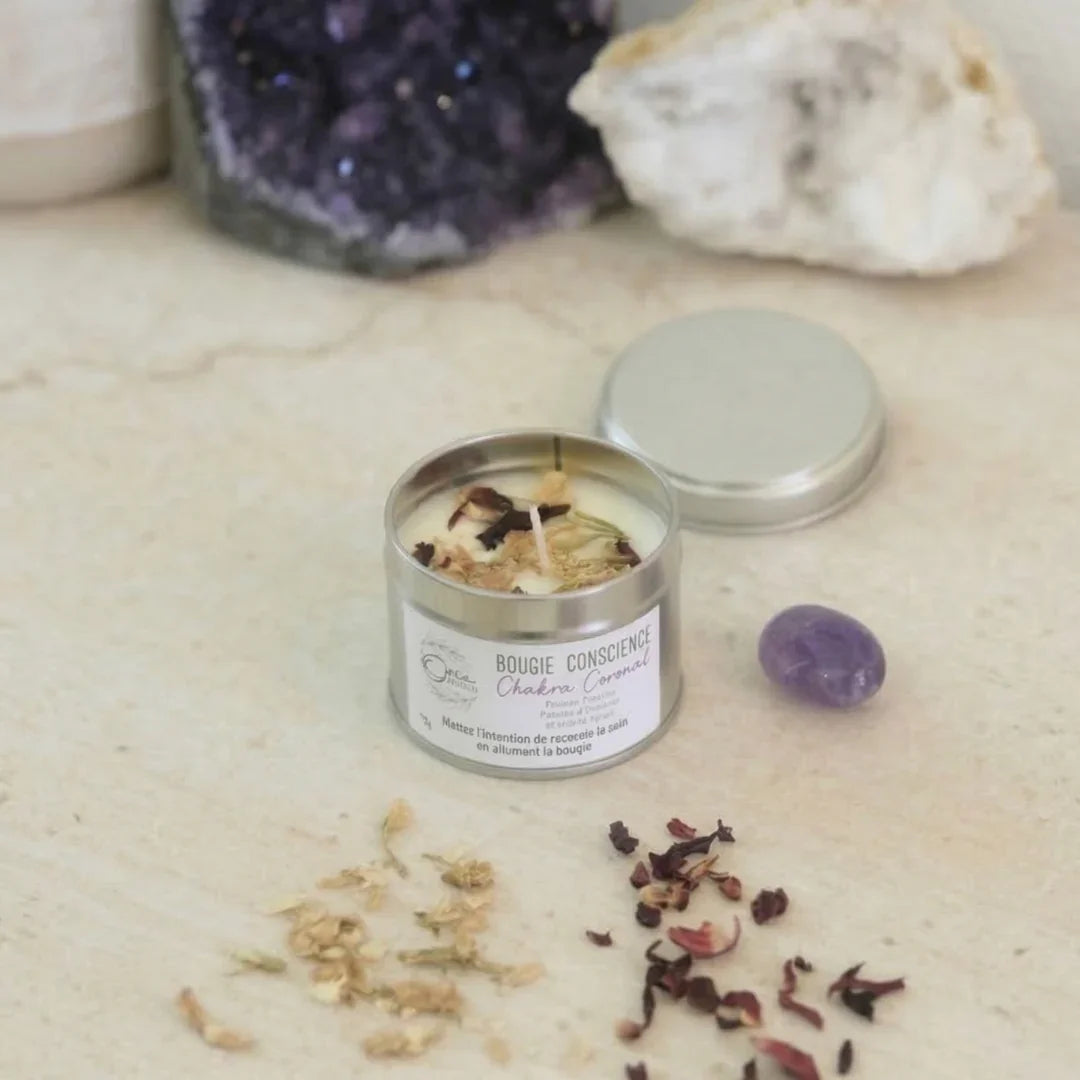 bougie bien-être de soin énergétique chakra coronal conscience parfum encens