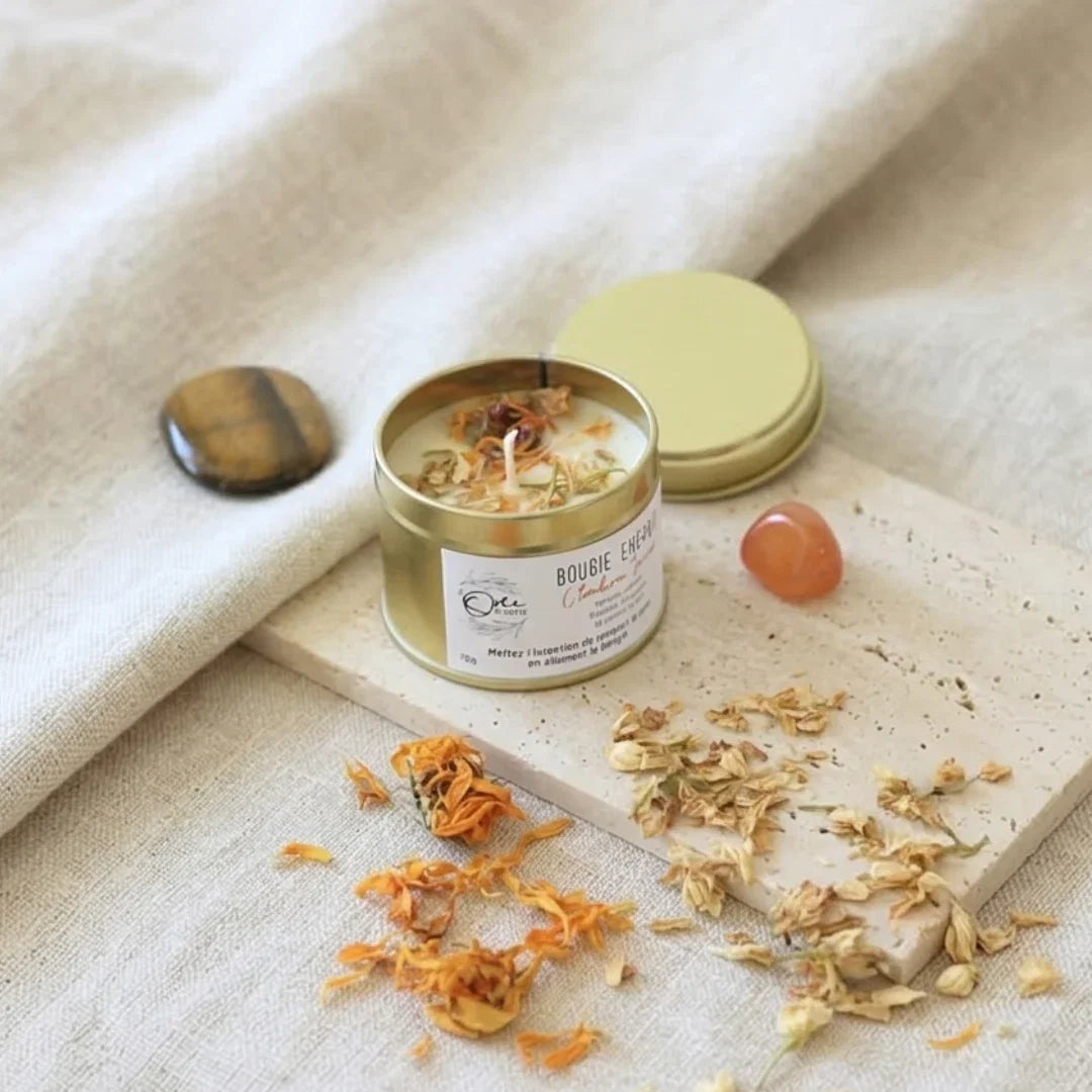 bougie bien-être de soin énergétique chakra sacré créativité parfum jasmin
