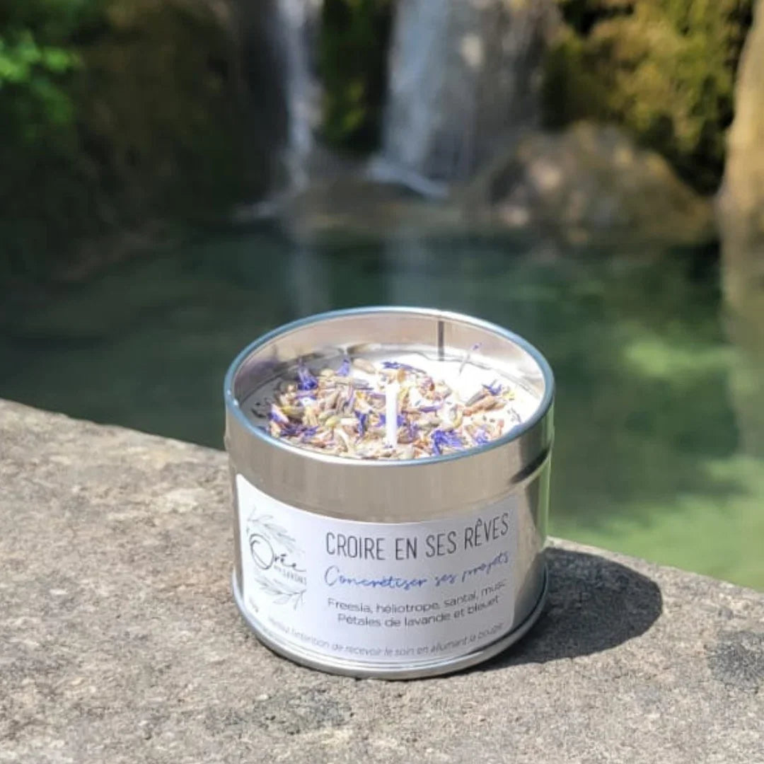 bougie bien-être de soin énergétique parfum de Grasse croire en ses rêves cascade