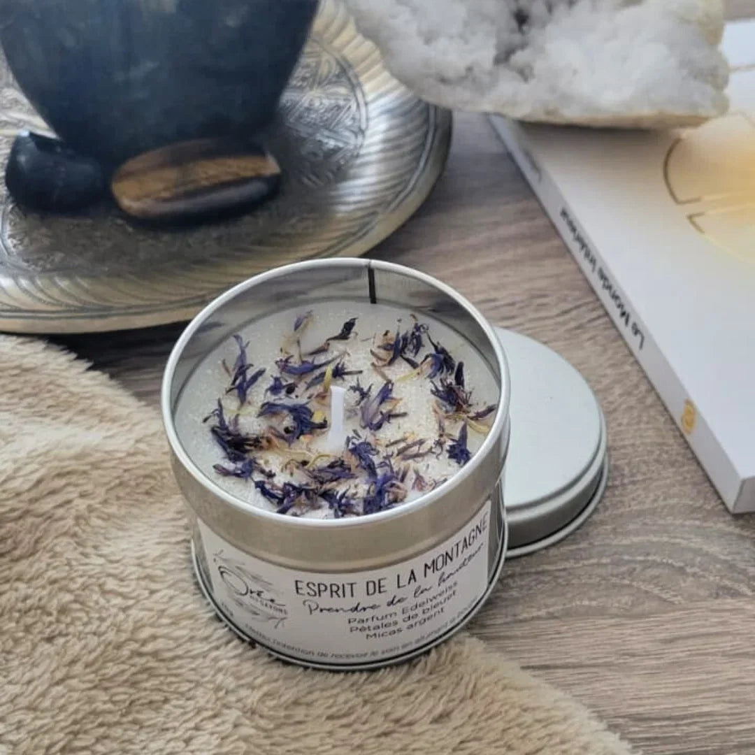 bougie bien-être de soin énergétique parfum edelweiss esprit de la montagne décoration