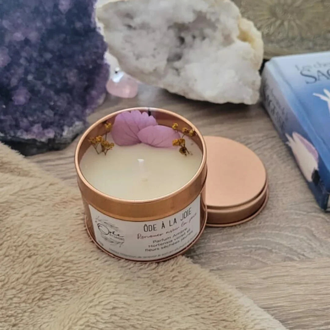 bougie bien-être de soin énergétique parfum ambre ôde à la joie décoration