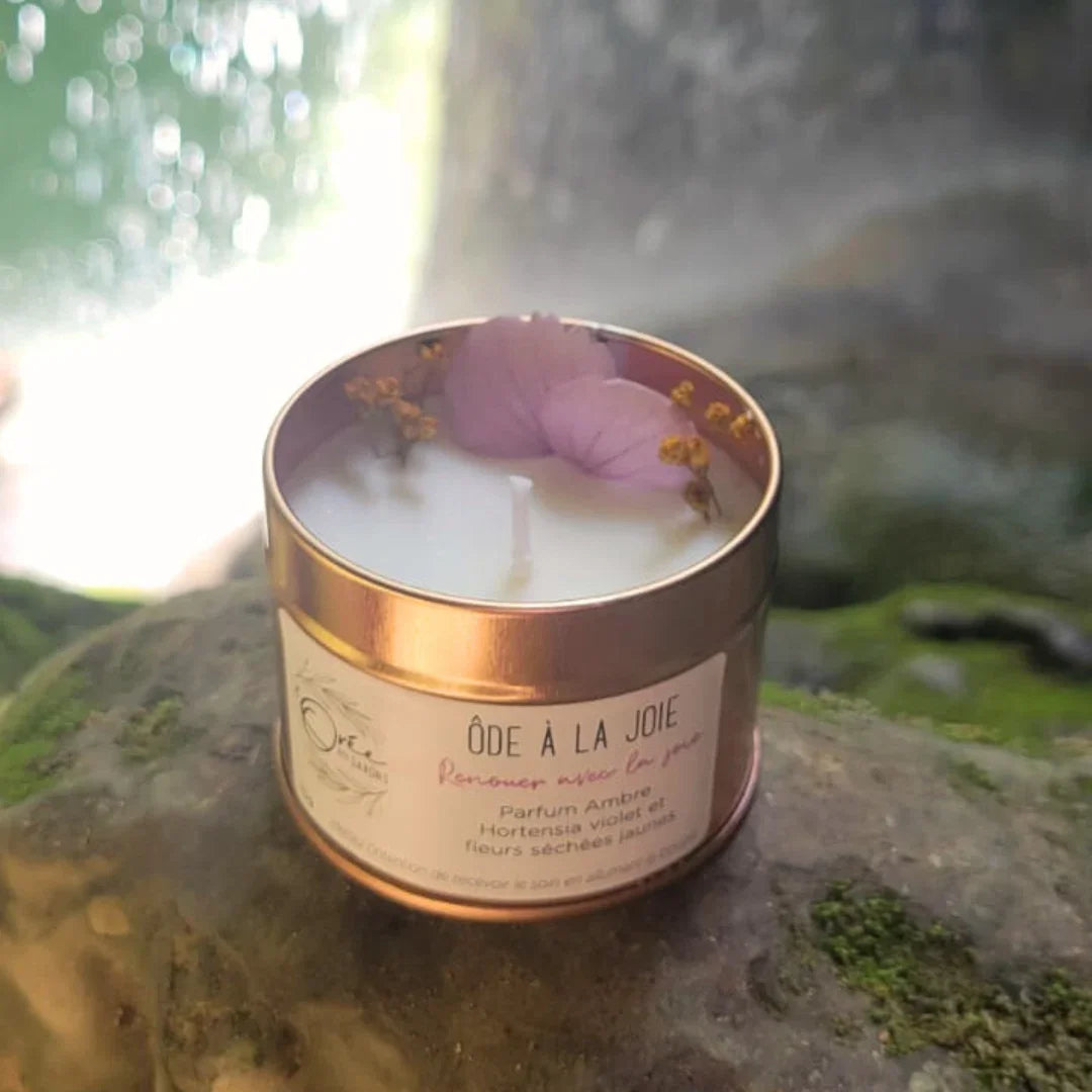 bougie bien-être de soin énergétique parfum ambre ôde à la joie