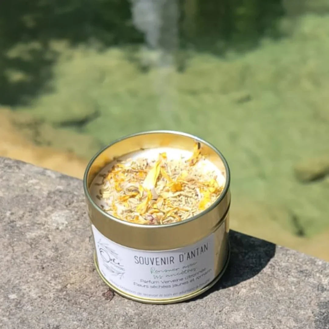 bougie bien-être de soin énergétique parfum verveine citron souvenir eau
