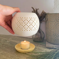 bruleur à fondant galet parfumé en  céramique mosaique