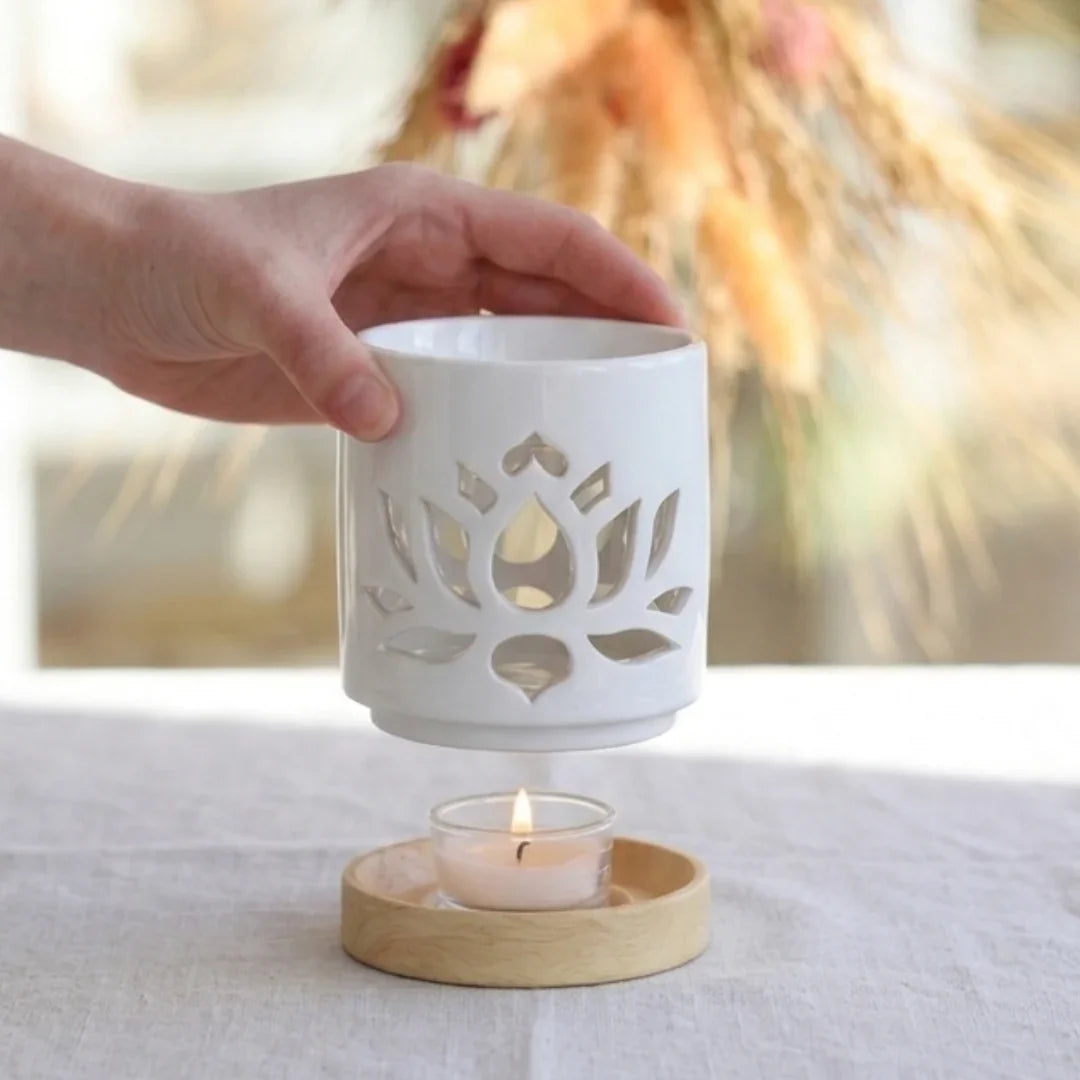 bruleur à fondant galet parfumé en  céramique nénuphar