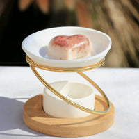 bruleur à fondant galet parfumé en métal et céramique