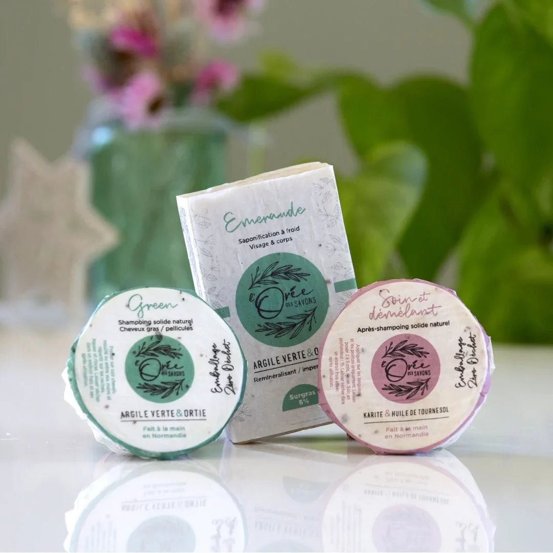 coffret shampoing savon solide argile verte peau acné gras imperfections