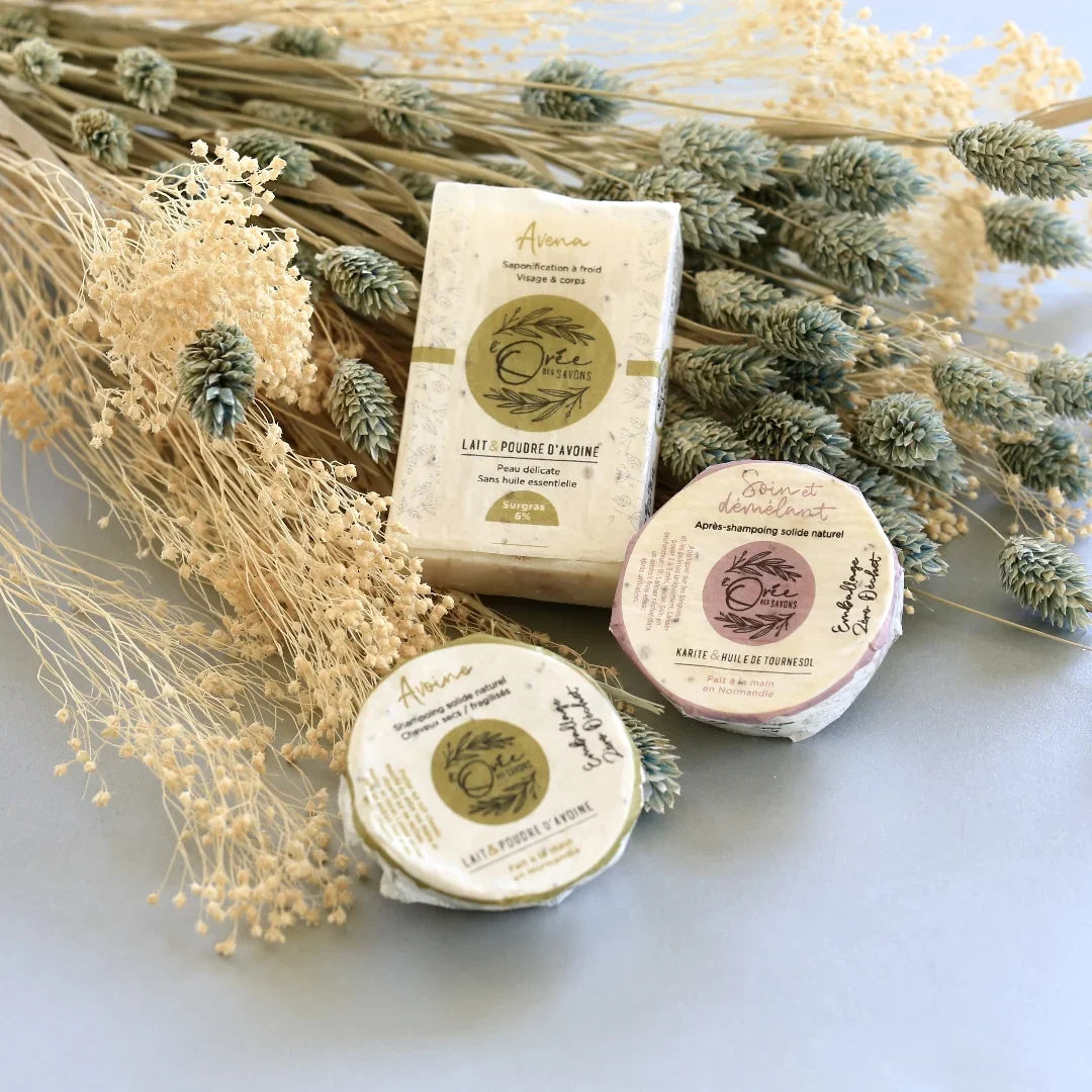 coffret shampoing et savon solide à l'avoine pour peau sensible